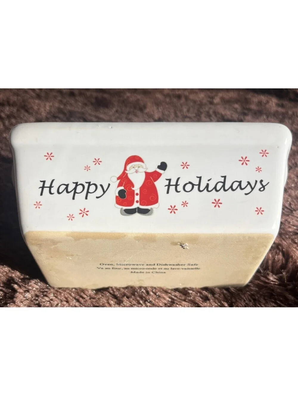 Title:HOLIDAY BAKE! Christmas Mini Loaf Pans Set 4 Ceramic Dishes Santa Snowman